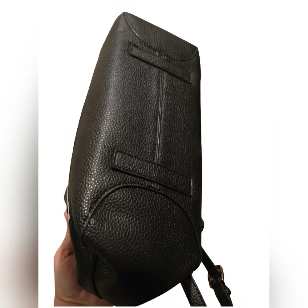 Samantha Vega B+W Leather Structured Satchel Crossbody Bag Tennis Lining